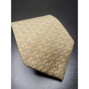 Salvatore Ferragamo Men's Necktie Green Gold Pelican Silk 3.75x58 Excellent‎